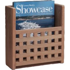 Whitecap Teak Grate Front Magazine Rack, Whitecap Industries, teak magazine rack, wall-mounted rack, stylish storage solution, elegant decor, durable construction, magazine organizer, space-saving design, versatile decor piece, home and office decor, soph